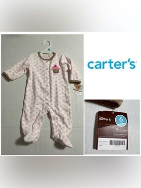 🆕CARTER’S - 6M - NWT - INFANT GIRLS CUPCAKE FLEECE SLEEPER